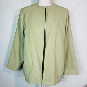 Vintage Y2K Pineapple Moon Size Medium M 100% Silk Light Green Blazer Jacket